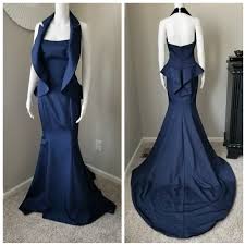 Nwt John Paul Ataker Couture Navy Gown Nwt
