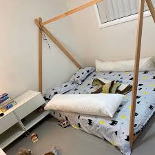 Toddler House Bed With Slats Montessori Floor Bed Kid S Bed Wood Bed Kid S Bedroom In 2020 Toddler House Bed Crib Toddler Bed Kids Floor Bed