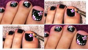 Maybe you would like to learn more about one of these? Dark Toe Nails With Pink Flower Nail Art Tutorial In 2019 Flower Toe Nails Toe Nail Art Flower Nail Art