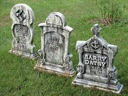 These Highly Detailed Tombstone Props Are Made Out Of Blue Xps Foam And Carved With Hot Wire Foam Factory Halloween Tombstones Halloween Haunt Halloween Coffin