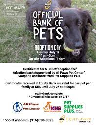 Thank you for choosing 4 paws 4 life rescue & boarding to adopt a rescue pet! Equity Bank Adoption Event