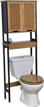 Maybe you would like to learn more about one of these? Hochschrank Fur Uber Dem Wc 2 Turen Und 1 Ablage Vintage Style Aus Bambus Farbe Schwarz Und Holzfarben Amazon De Kuche Haushalt Wohnen
