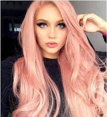 Melody Long Pink Wigs Synthetic Rose Gold Pink Lace Front Wigs For Women  Hair Natural Wavy Wigs Heat Resistant Fiber Hair Wigs Long Hair Wigs Peach  ...