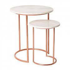 Carson rose gold end table. Muse Marble Copper Nesting Tables Oliver Bonas Copper Decor Copper And Marble Marble Round Coffee Table