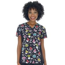 Find printed scrubs and nursing uniforms that are as unique as you are! Cross Over V Neck Scrub Top With Knit Side Panels Pixie Land