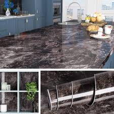 A bold and dramatic color also functions well in a conventional kitchen; Buy Livelynine 197 X 36 Inch Wide Black Marble Contact Paper For Desk Kitchen Countertop Peel And Stick Removable Wallpaper Marble Waterproof Counter Top Laminates Bathroom Vanity Walls Table Cover Online In