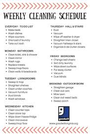 Cleaning Schedule Made Simple Clean House Weekly