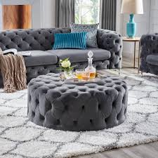 Shop for coffee table ottomans in ottomans. Corvus Chesterfield Round Tufted Velvet Ottoman With Casters Overstock 19755828