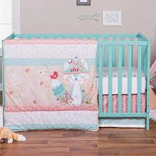 Buy Trend Lab Wild Forever 3 Piece Crib Bedding Set Pink Teal Online At Low Prices In India Amazon In