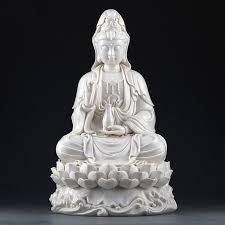 Aliexpress Com Buy The Statue Of The Goddess Of Mercy Ceramic Guanyin Sculpture Sitting On Lotus White Porcelain Buddha Cra Statue Guanyin Buddha Statue Home