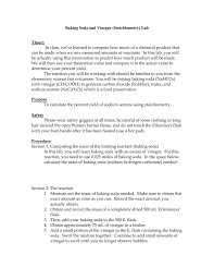 Baking Soda And Vinegar Limiting Reactants Lab