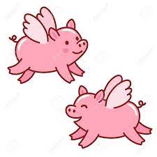 Two Cute Cartoon Flying Piggies With Wings. "When Pigs Fly" Drawing.  Isolated Vector Illustration. Royalty Free Svg, Cliparts, Vectors, And  Stock Illustration. Image 122944997.