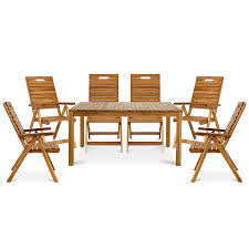Get free shipping on qualified wood patio chairs or buy online pick up in store today in the outdoors department. Denia Wooden 6 Seater Dining Set With Recliner Chairs Diy At B Q