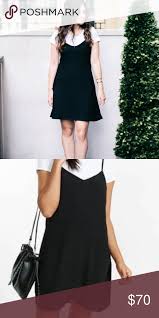Drew By Anthropologie Slip Dress W Tshirt Slip Dress Black Spaghetti Strap Dress Black Shirt Dress