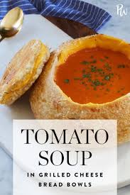 Tomato Soup In Grilled Cheese Bread Bowls Recipe Grilled Cheese Bread Bread Bowls Food