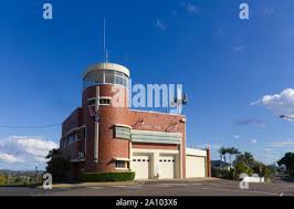 The Gympie functionalist style brick fire station built by local master  builder, David Malcolm Kay in 1940 Stock Photo