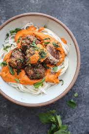 Moroccan Lamb Meatballs Recipe With Romesco Sauce Low Fodmap Recipe Lamb Meatball Recipe Lamb Meatballs Moroccan Lamb Meatballs