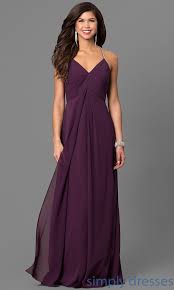 Eggplant Purple Long Formal Dress With Empire Waist Dark Purple Prom Dresses Purple Prom Dress Purple Long Dress