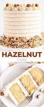 Hazelnut Cake Layers Made With Ground Hazelnuts Paired With Delicious Hazelnut Buttercream And Decorated With Chopped T Hazelnut Cake Cake Recipes Cake Flavors
