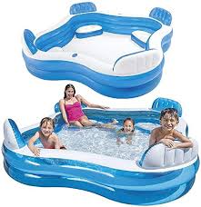 Amazon Com Intex Swim Center Family Lounge Inflatable Pool 90 X 90 X 26 For Ages 3 Home Kitchen In 2020 Family Pool Inflatable Pool Family Inflatable Pool