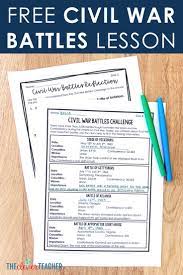 Bring History To Life For Kids With This Fun And Engaging Civil War Battles Lesson This Lesson I Civil War Lesson Plans Civil War Lessons History Lesson Plans