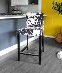 Ikea Henriksdal Bar Stool Chair Cover Black Cow Print Ikea Slip Cover Ikea Accessories Udder M White Leather Dining Chairs Cow Print Chair Ikea Dining Chair