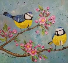 Easy Bird Paintings On Canvas Cherry Blossom Birds Acrylic Painting Tutorial By Angela Anderson Exclusive Patreon Only Flower Painting Canvas Bird Painting Acrylic Bird Paintings On Canvas