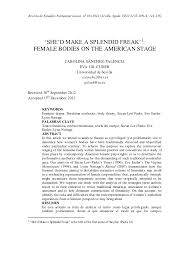 Pdf She D Make A Splendid Freak 1 Female Bodies On The American Stage