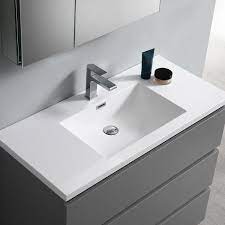 Fresca Lazzaro 40 In Modern Bathroom Vanity In Gray With Vanity Top In White With White Basin Fcb9342gr I The Home Depot