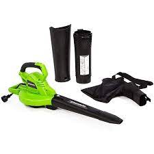 Greenworks 12 Amp 270 Mph 400 Cfm Corded Electric Leaf Blower Vacuum Kit Included Lowes Com Electric Leaf Blowers Greenworks Blowers