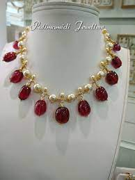 Pin By Manju Suresh On Light Weight Jewellery Ruby Jewelry Necklaces Beaded Jewelry Designs Beaded Necklace Designs