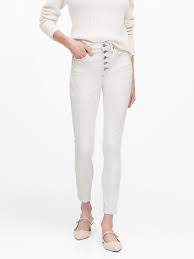 High Rise Skinny Button Fly Jean Banana Republic In 2020 Button Fly Jeans Girls Denim White Skinny Jeans