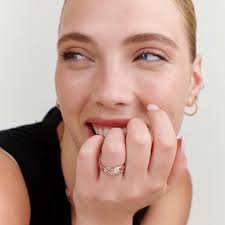 Ring Anelli Argento Placcato Oro Rosa Anello Charlize Alla Russa Con Anelli  E Diamante In Argento