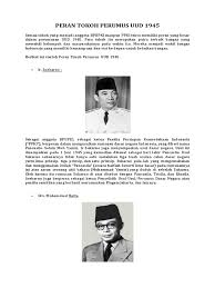 Soekarnopresiden pertama republik indonesia, soekarno yang biasa dipanggil bung karno, merupakan tokoh pada masa perjuangan hingga masa kemerdekaan. Peran Tokoh Perumus