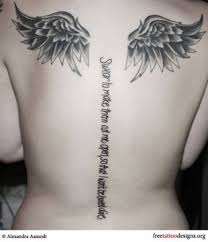 This artwork should be on the subject's back, given the aspect with which the wings protrude out from the body. Tattoo Designs Angel Wings Back