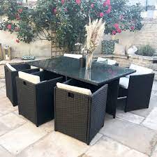 salon de jardin family 6 places en resine tressee noire avec des coussins ecrus bobochic mobilier de salon meuble design mobilier jardin