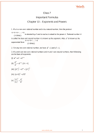 cbse class 7 maths chapter 13 exponents and powers formulas