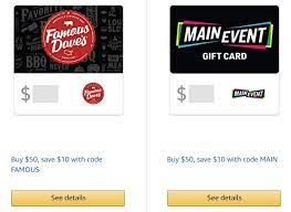Buy famous dave's gift cards. Expired Amazon Save 20 On Famous Dave S Twitch Main Event Gift Cards Gc Galore