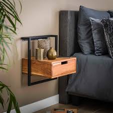 Das glas wasser, ein spannender roman und der wecker. Nachttisch Blow Hangend Schublade Akazie Metall Nachtschrankchen Nachtkonsole Industrie Design Maison Esto Ihr Grosser Mobel Online Shop