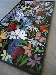 2x4 Exterior Mosaic Wall Art Stained Glass Wall Decor Floral Etsy In 2021 Mosaic Flowers Mosaic Garden Patio Art
