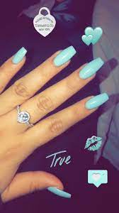 Tiffany Co Inspired Coffin Shaped Nails Tiffanybluenails Tiffany Blue Nails Tiffany Nails Coffin Shape Nails
