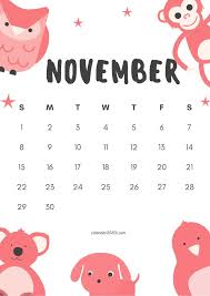 Cute November 2020 Calendar Design Free Download Featuring Cute Animals In 2020 Calendar Design Template Calendar Design Free Design