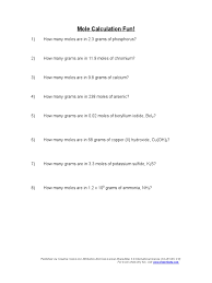Molecular mass and mole calculations worksheets learny kids. Mole Calculation Fun 1