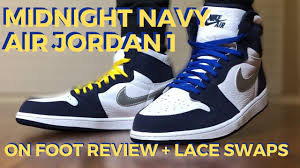 Early Look Air Jordan 1 High Og Co Jp Midnight Navy Review On Feet Multiple Lace Swap Youtube