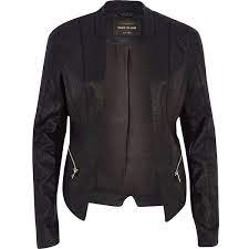 River Island Black Zip Around Leather Look Fitted Jacket Coats Jackets Women Black Vegan Leather Jacket Vegan Leather Jacket