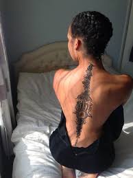 Dark Skinned And Tattoos Spine Tattoos Tattoos Back Tattoo