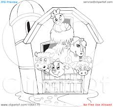 Clipart Outlined Barnyard Animals In A Barn Royalty Free Vector Illustration 10241064175 Jpg 1 080 1 02 Cat Quilt Patterns Animal Coloring Pages Coloring Books