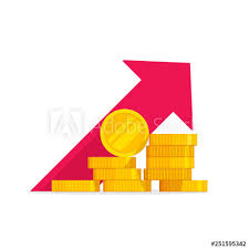 Money Growth Vector Illustration Flat Golden Coins Pile