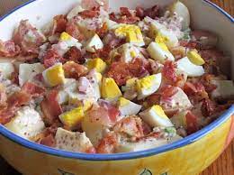 Add potatoes, eggs, tomatoes, olives, half of bacon, and reserved bacon fat and fold gently until combined and completely coated. Bacon And Egg Potato Salad My Favourite Pastime