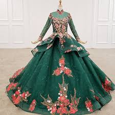 Dark green sparkling long sleeves ball gowns wedding dresses. Vintage Dark Green Bridal Gown With Red Lace Beaded Flower Big Ball Dress Wedding Dress Buy Lace Flowers Bridal Dress Green Ball Gown Ball Gown Vintage Wedding Dress Product On Alibaba Com